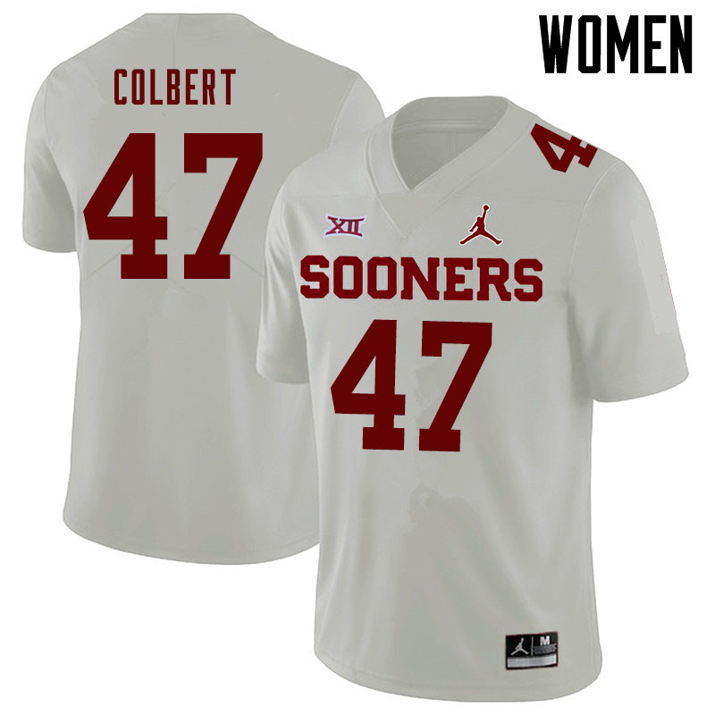 Jordan Brand Women #47 Asa Colbert Oklahoma Sooners College Football Jerseys Sale-White - Click Image to Close